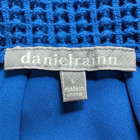 Daniel Rainn Estefany Lace Detail Split Neck Blouse in Cobalt - Picture 2 of 10